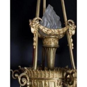 Lustre En Bronze De Style Louis XVI