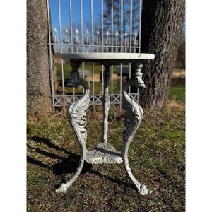 Cast-iron Table With Griffins And Marble Top