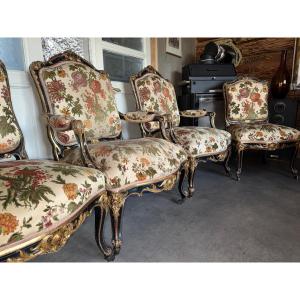 ENSEMBLE DE 2 FAUTEUILS ET 4 CHAISES