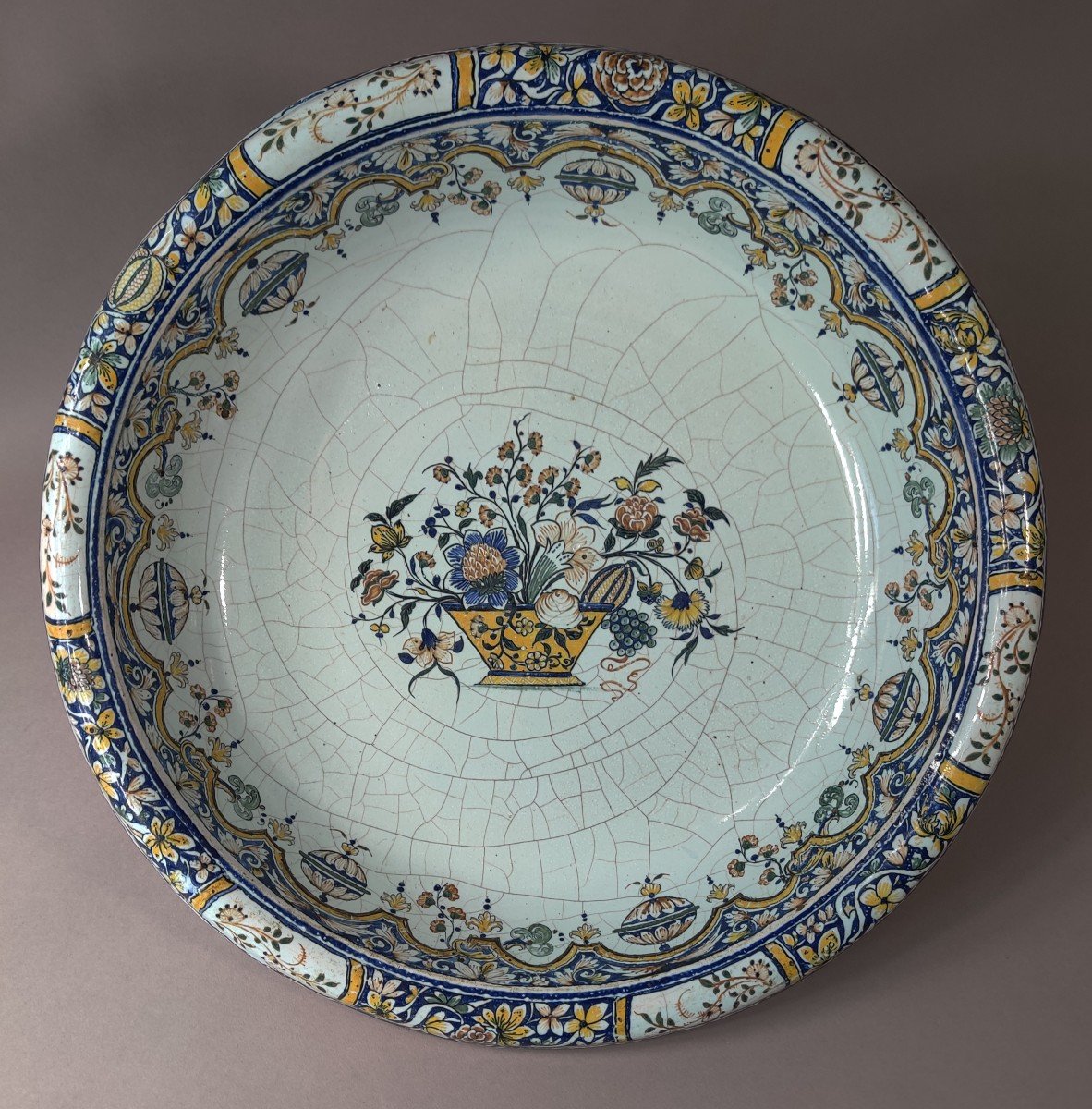Rare Bowl Dish Where Rouen Basin 1st Half Of The 18th