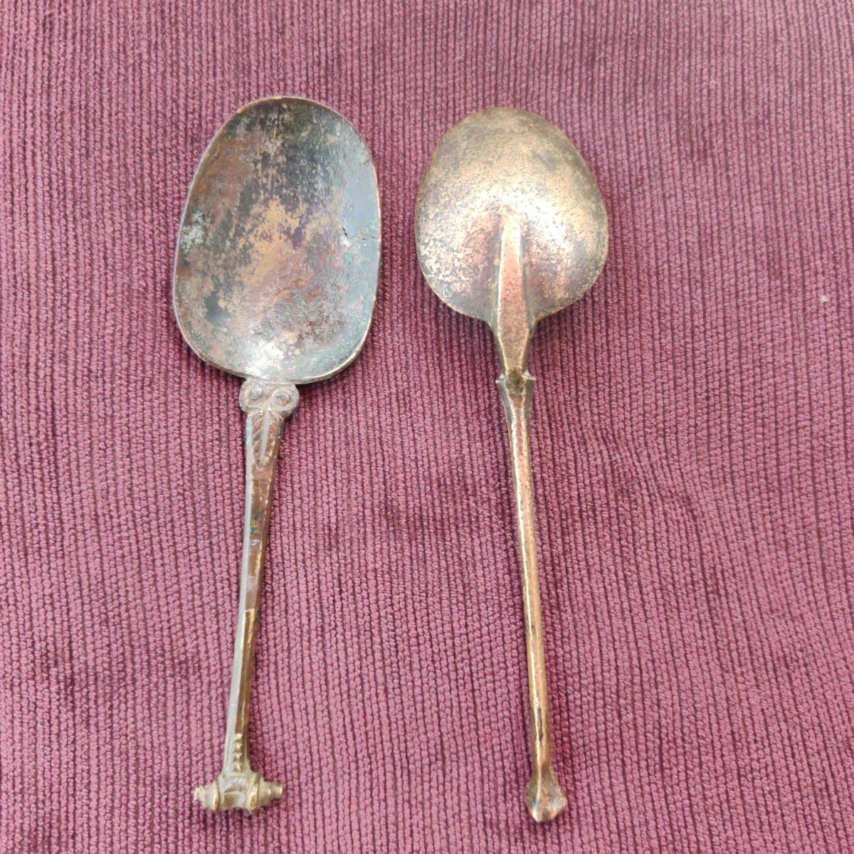 2 Bronze Spoons Mid 17th Century-photo-8