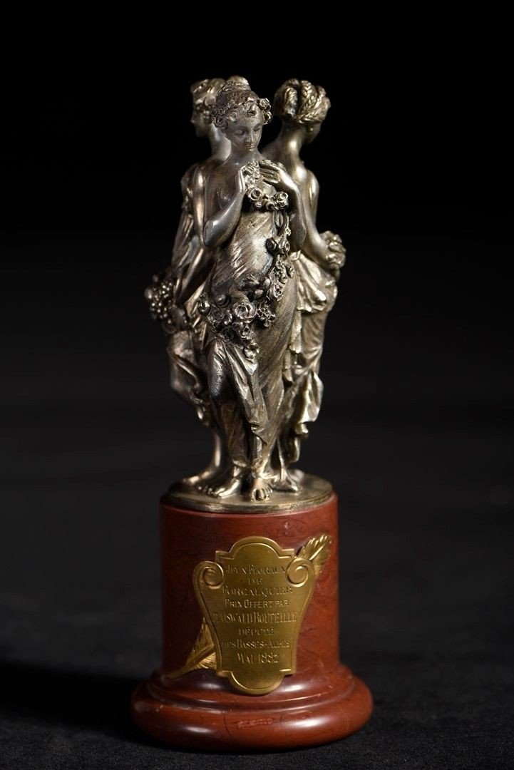 Rare Trophée horticole En Bronze Argenté Par François-désiré Froment-meurice.