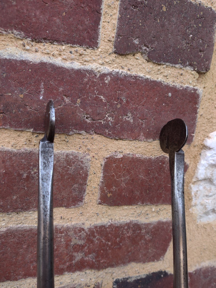 Grande Pelle Et Pince De Cheminée Fer Forge 18eme Siècle-photo-3