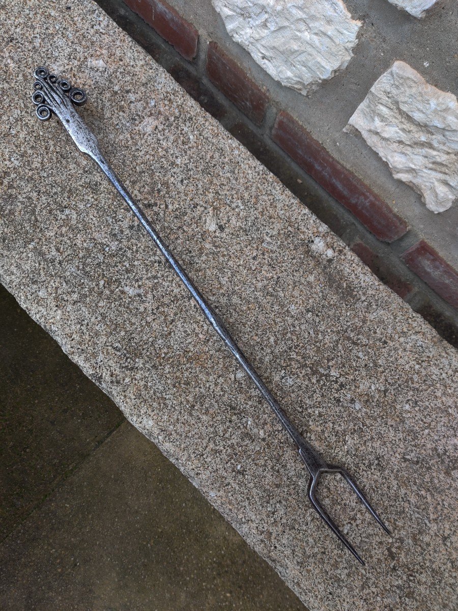 Large Wrought Iron Hearth Fork 18th Century