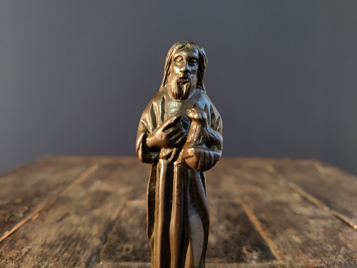 Statuette d'Applique - Saint Jean-Baptiste En Bronze, Nord De La France Où Flandres XVe Siècle -photo-2