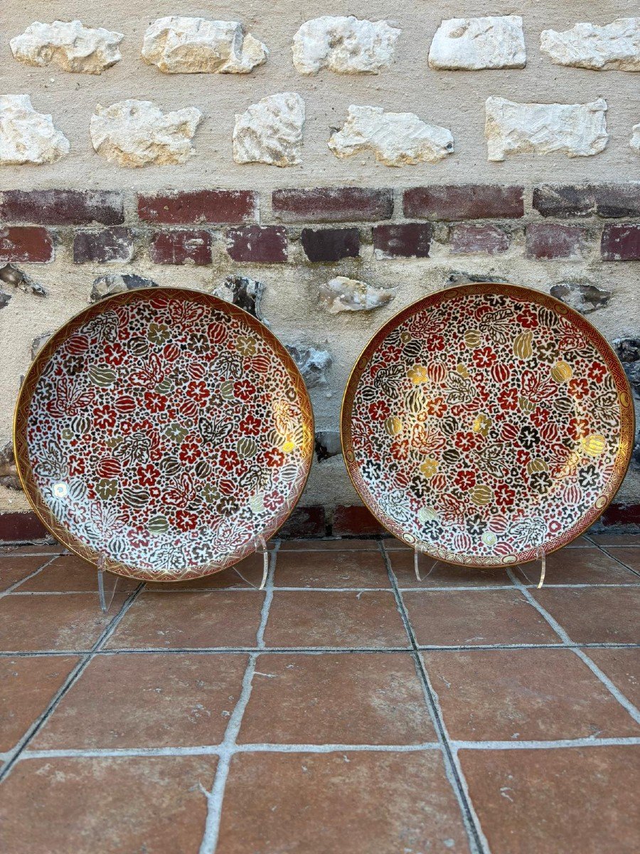 Paire De Plats Japon 19eme 20 Eme Siècle Kutani 