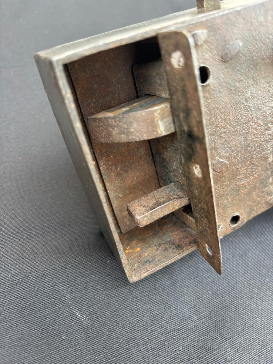 serrure allémanique et sa clé début du 18eme siècle-photo-2