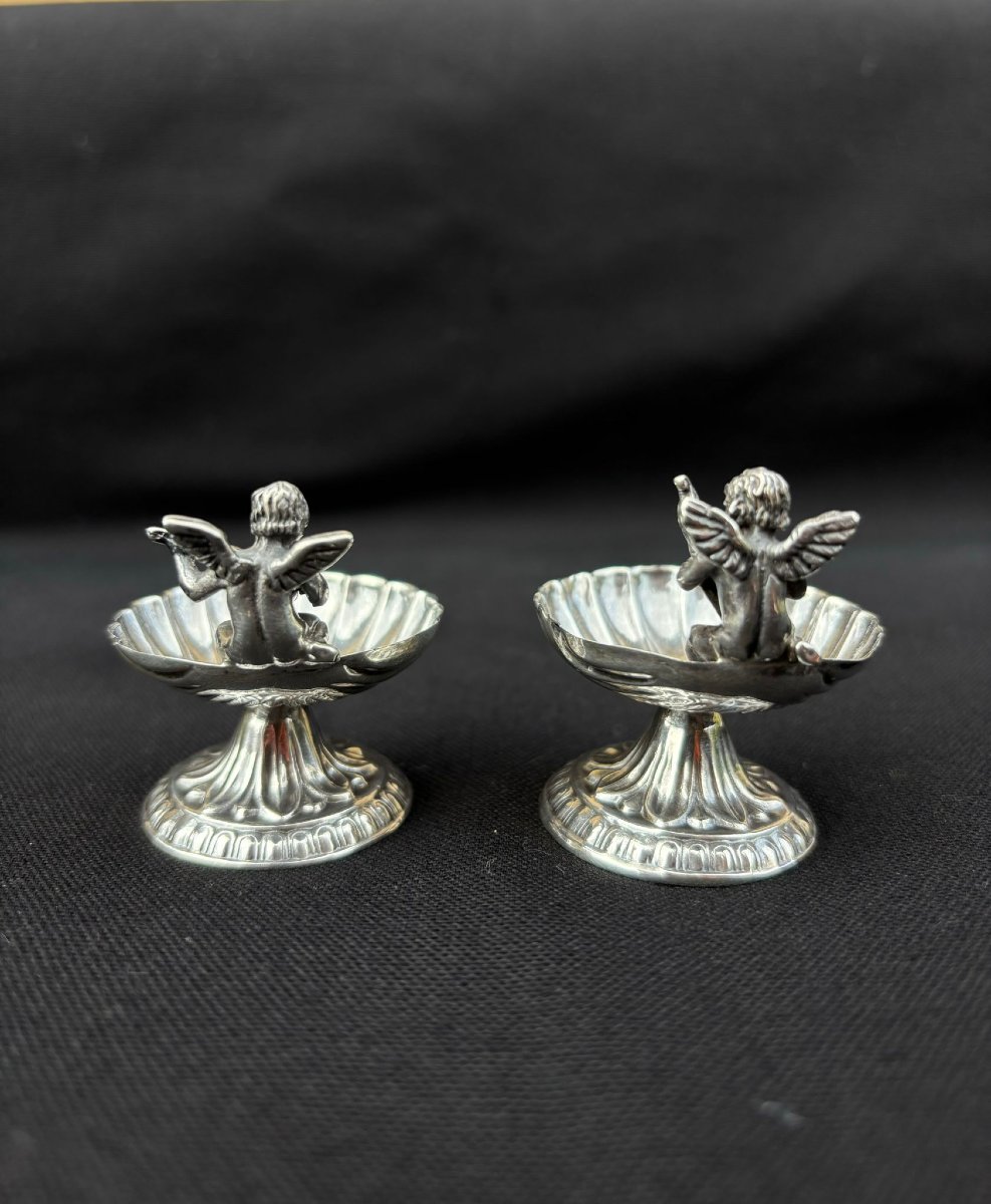Pair Of Salt Cellars With Musician Angels, 20th Century -photo-4