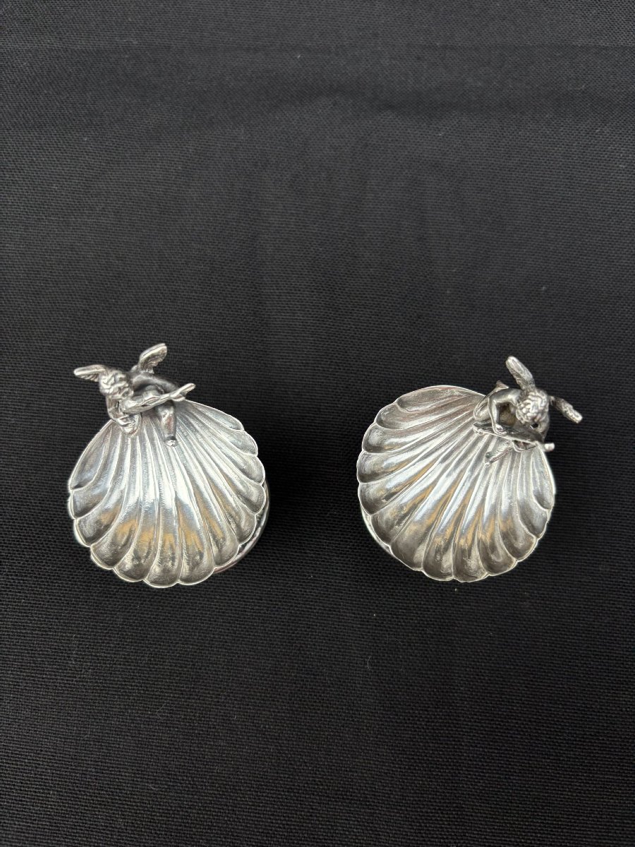 Pair Of Salt Cellars With Musician Angels, 20th Century -photo-2