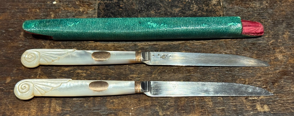 Pair Of Late 18th Century Travel Knives In Their Case -photo-2