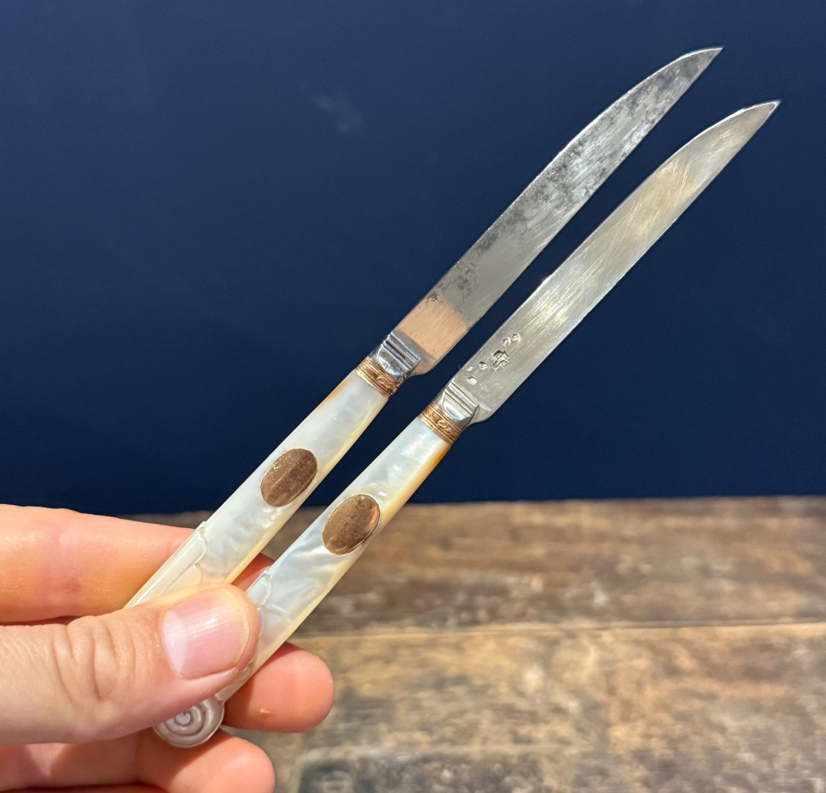 Pair Of Late 18th Century Travel Knives In Their Case -photo-3