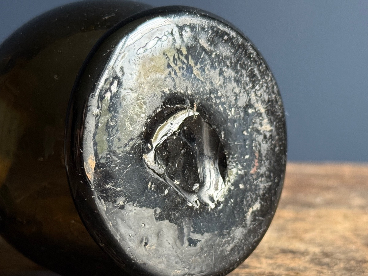 Rare Small 18th Century Green Glass Pitcher, Normandy-photo-1