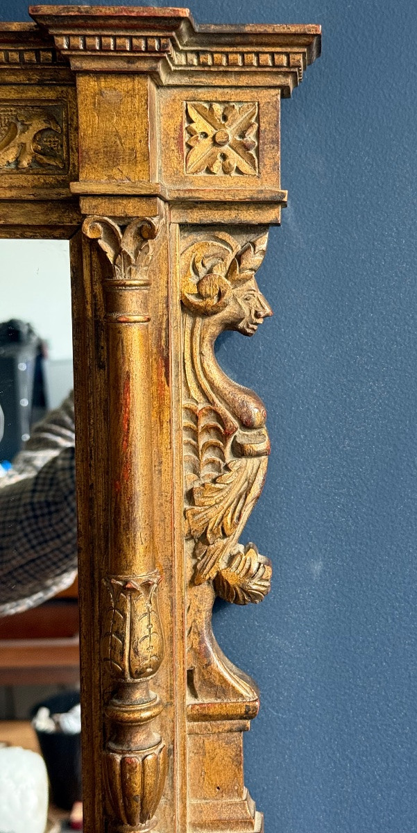 Miroir néo-rennaissance  en bois doré-photo-2