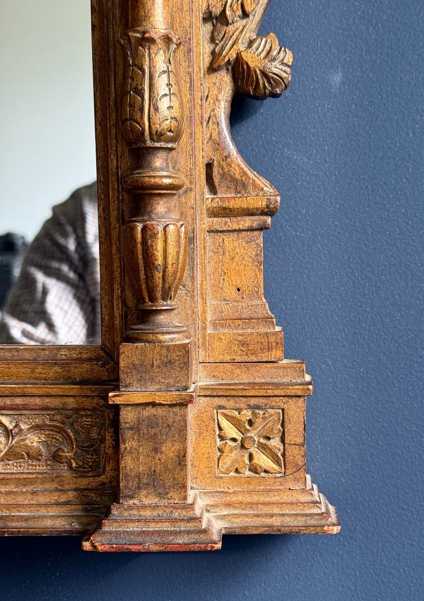 Miroir néo-rennaissance  en bois doré-photo-3