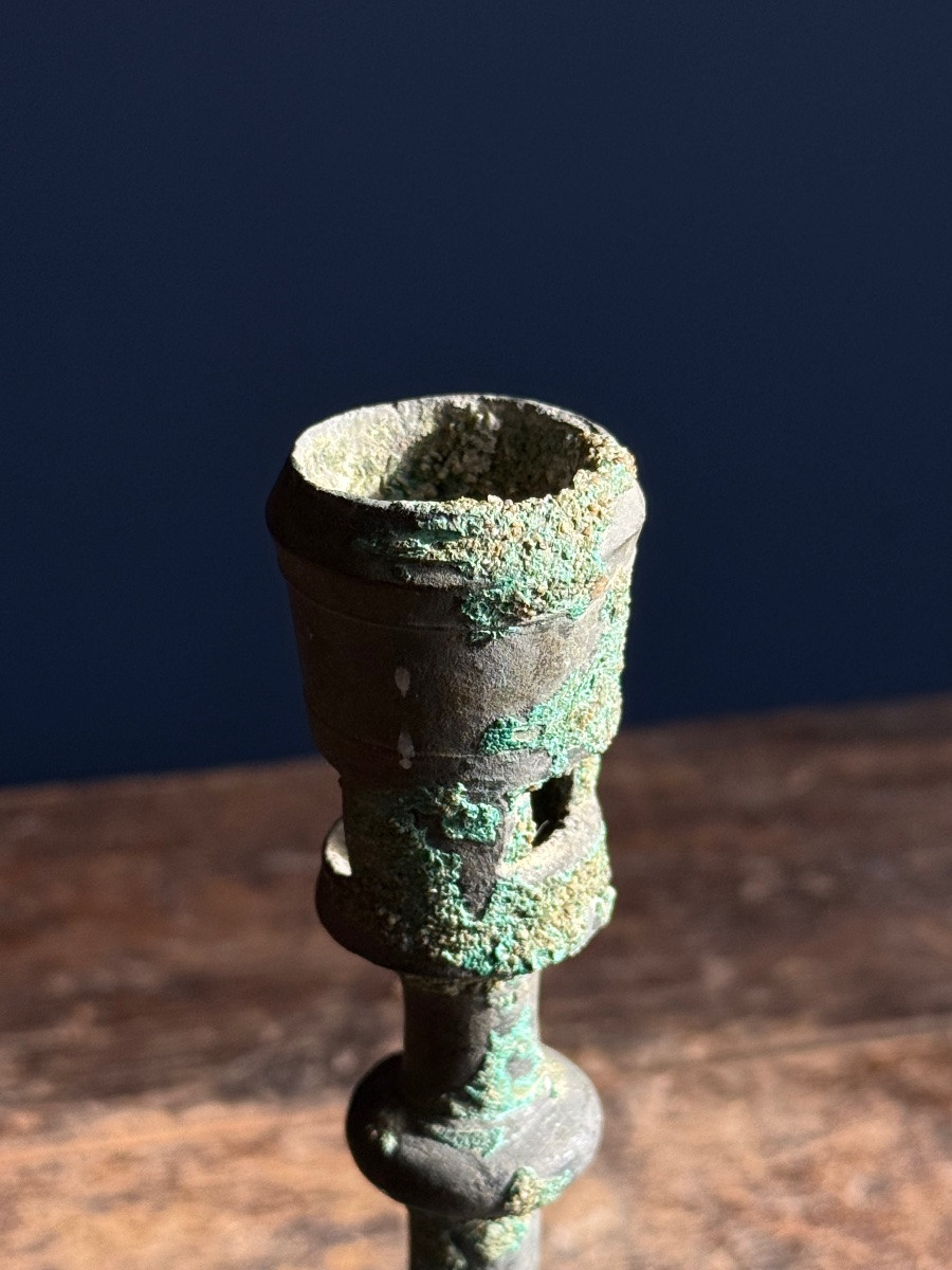 Museum - Rare Gothic Candlestick, Flanders Circa 1500 - Superb Patina-photo-2