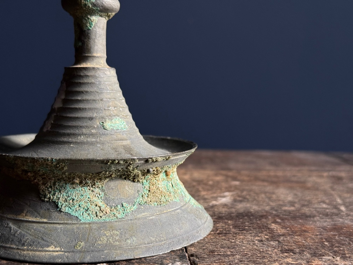 Museum - Rare Gothic Candlestick, Flanders Circa 1500 - Superb Patina-photo-4