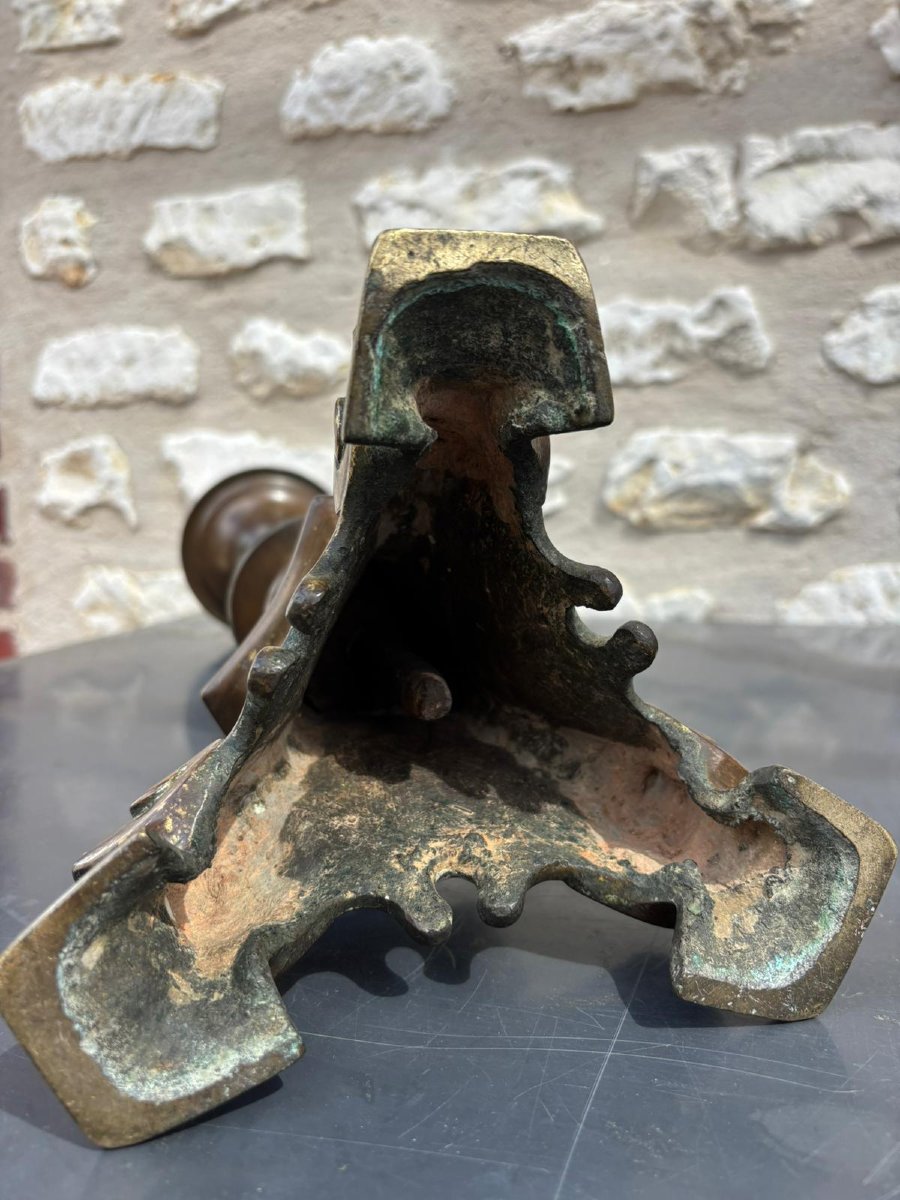 Pair Of Patinated Bronze Picnic Chairs 17th Century-photo-1