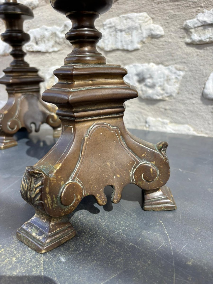 Pair Of Patinated Bronze Picnic Chairs 17th Century-photo-7