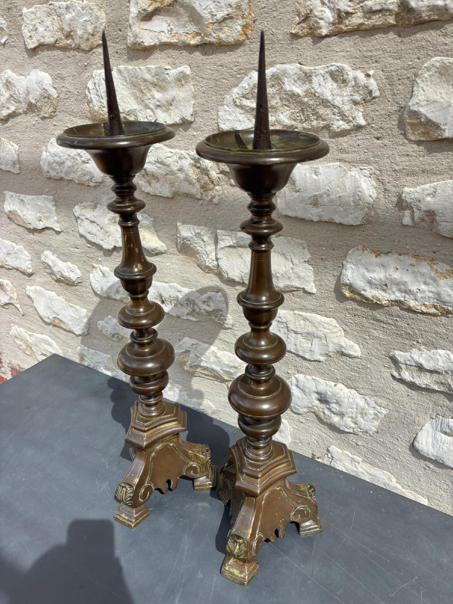 Pair Of Patinated Bronze Picnic Chairs 17th Century