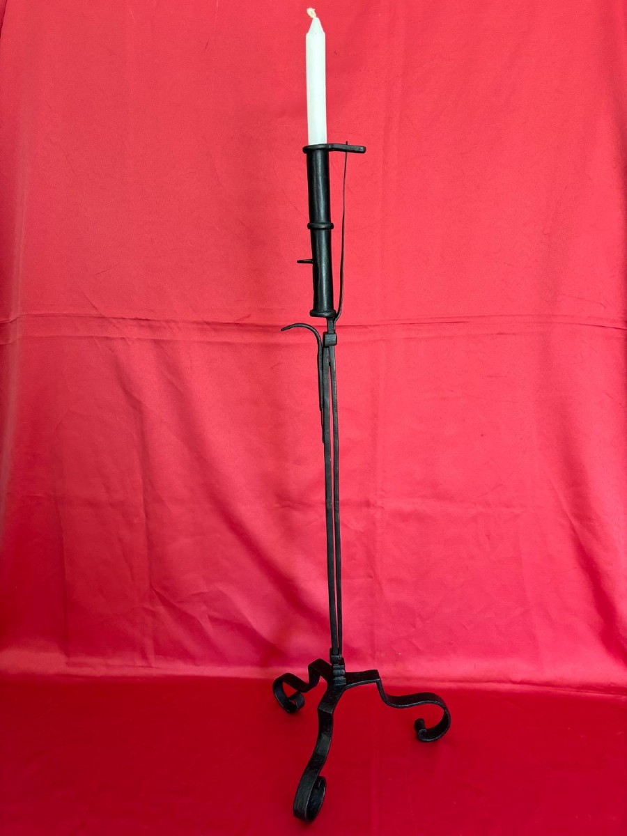 Chandelier ou résinier à crémaillère fer forgé 18eme siècle