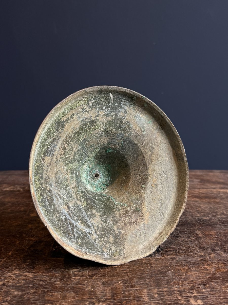 Brass Candlestick Circa 1500, Flanders, Magnificent Patina-photo-2