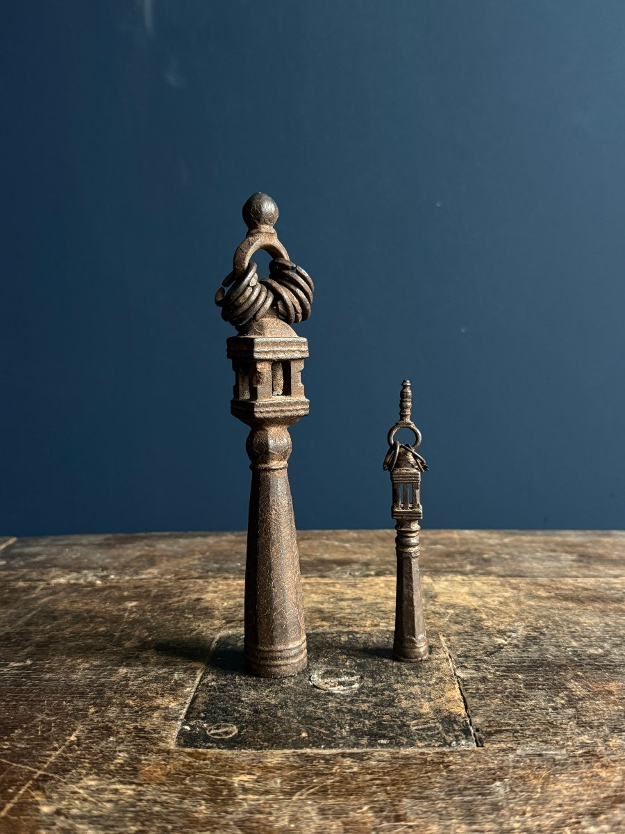 India - Two Antique Iron Khakkhara Buddhist Monk Staffs-photo-1