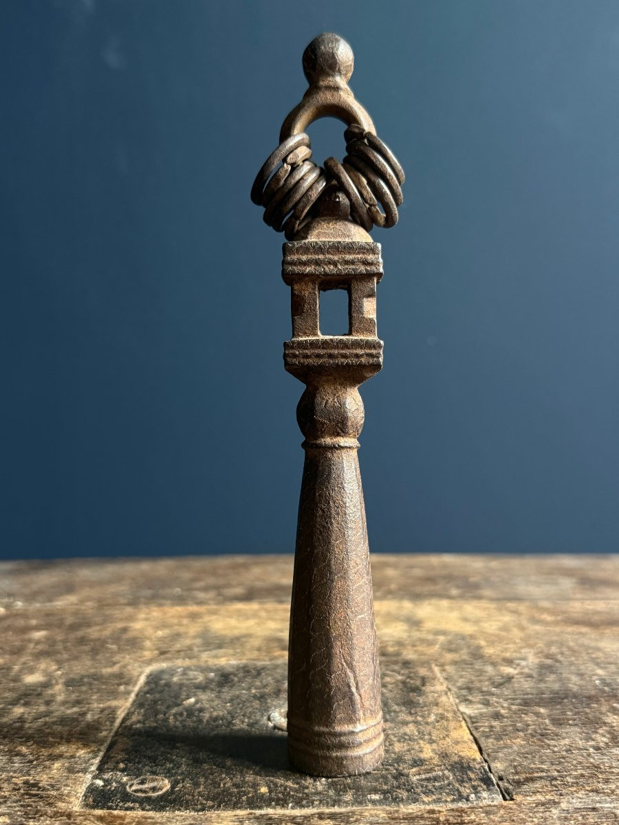 India - Two Antique Iron Khakkhara Buddhist Monk Staffs-photo-4
