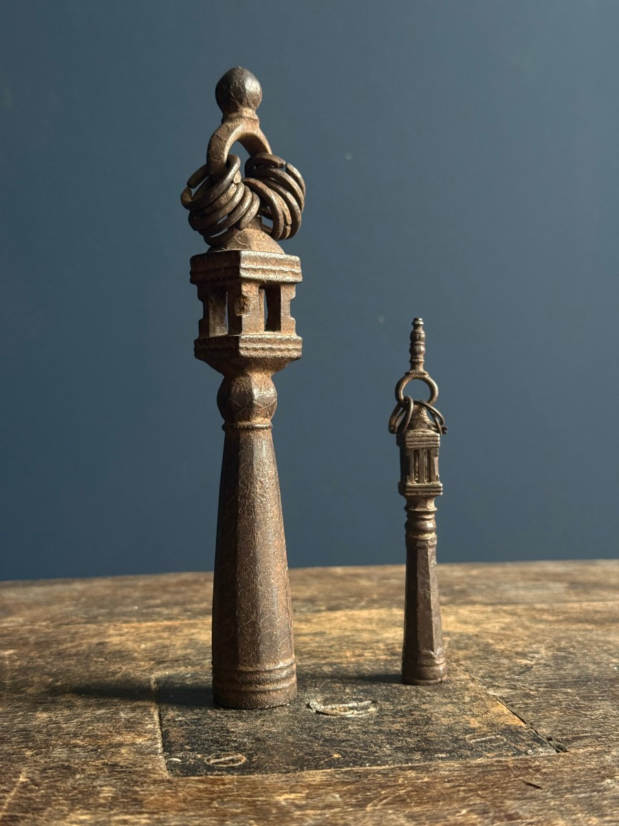India - Two Antique Iron Khakkhara Buddhist Monk Staffs