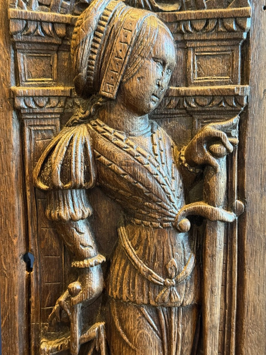 Pair Of Carved Oak Panels, Normandy, C. 1520-photo-4