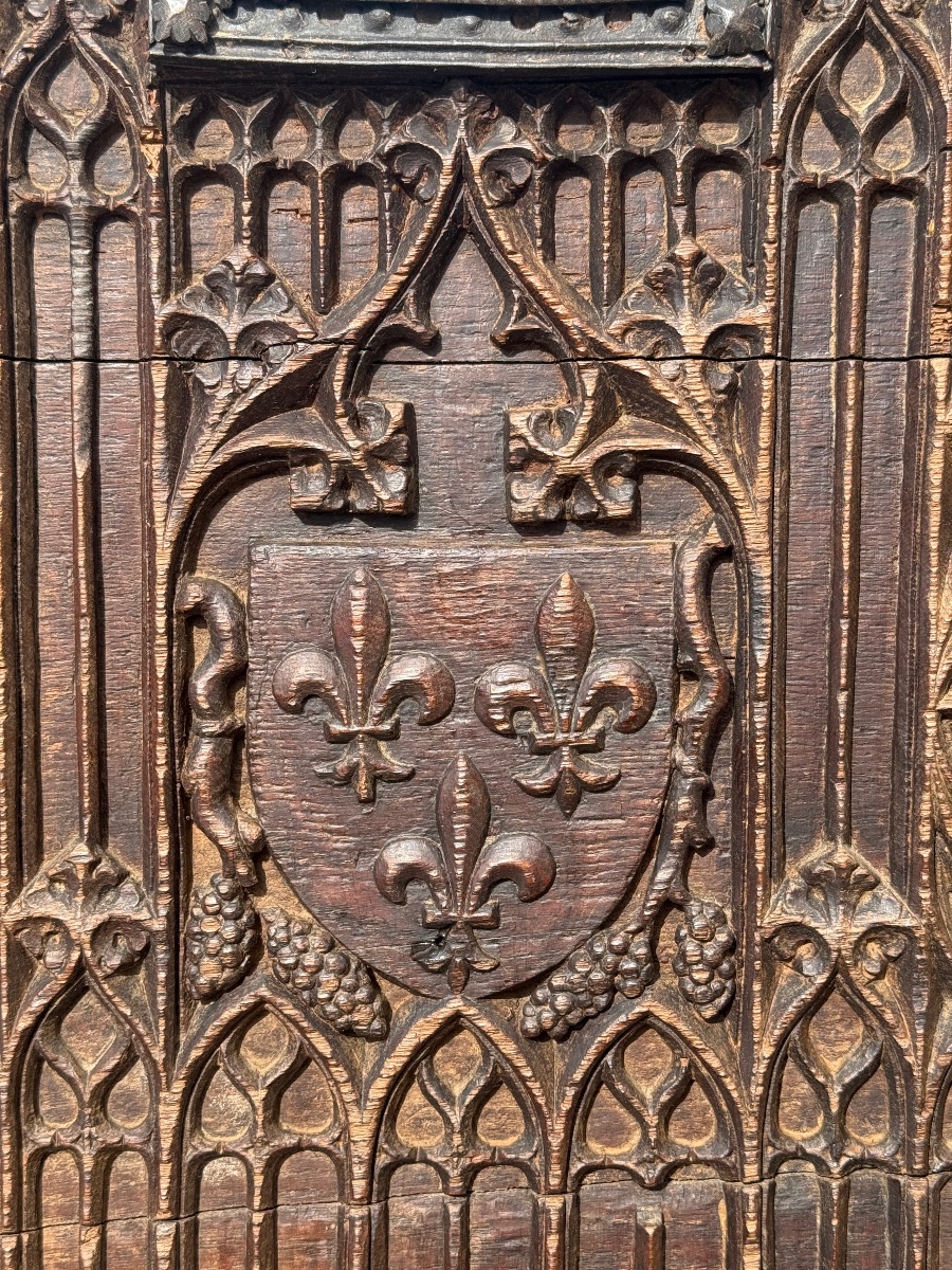 Flamboyant Gothic Chest Front, France, Burgundy, 15th Century-photo-2