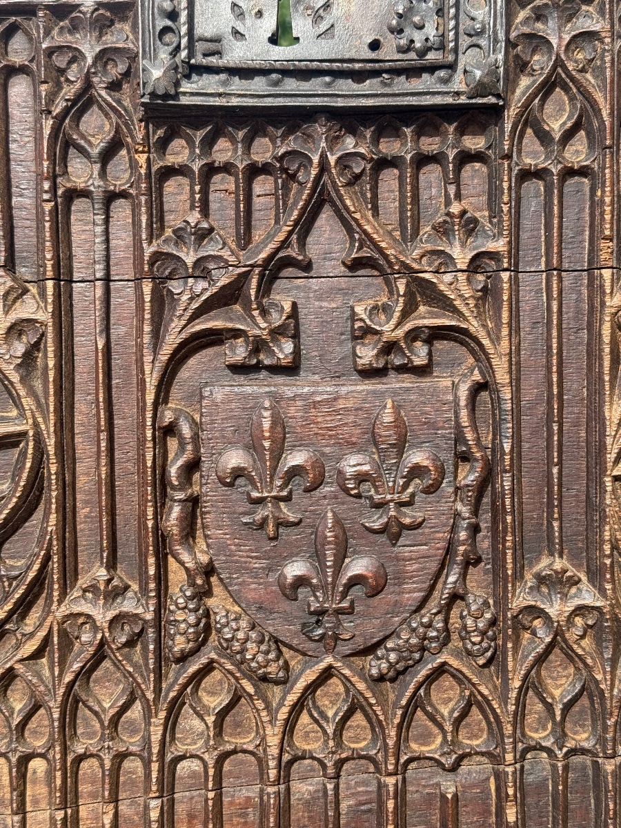 Flamboyant Gothic Chest Front, France, Burgundy, 15th Century-photo-1