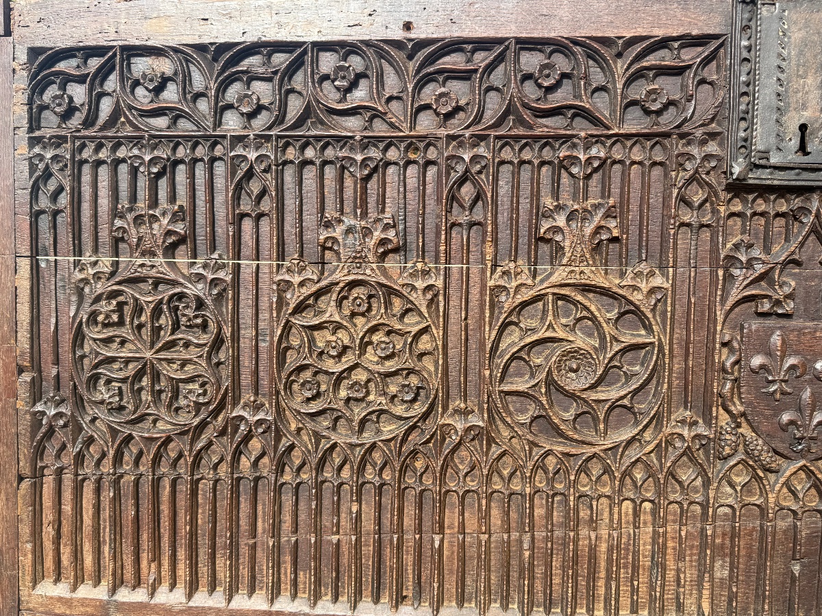 Flamboyant Gothic Chest Front, France, Burgundy, 15th Century-photo-2