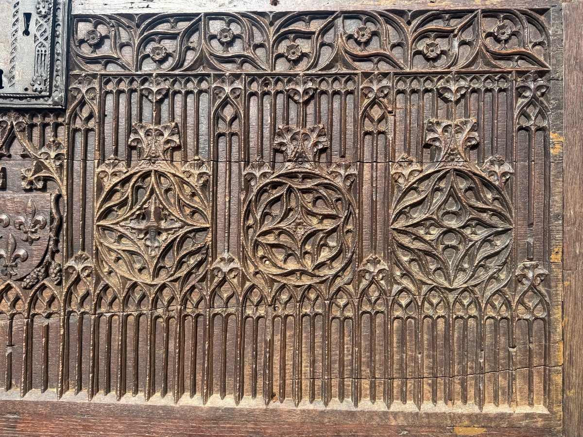 Flamboyant Gothic Chest Front, France, Burgundy, 15th Century-photo-3
