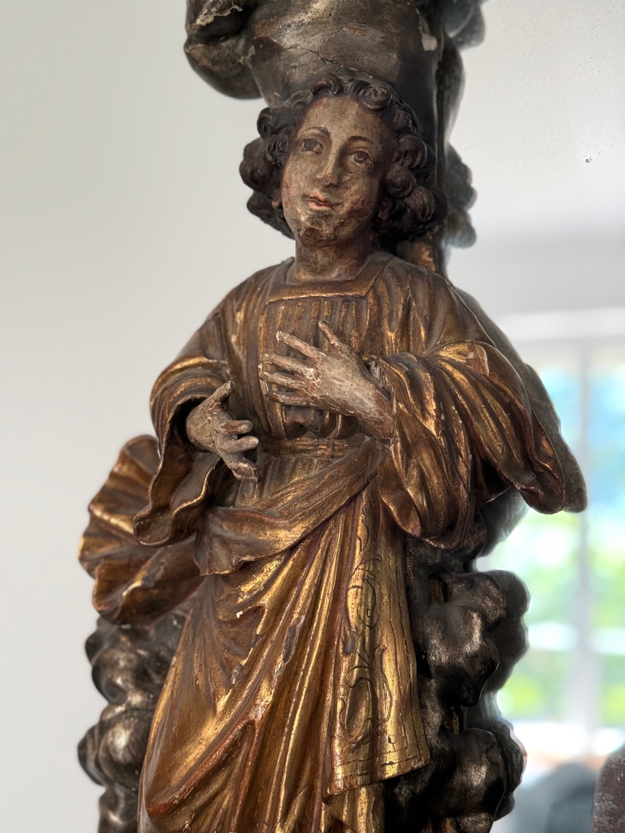 Grand miroir baroque polychrome, Italie vers 1700-photo-2