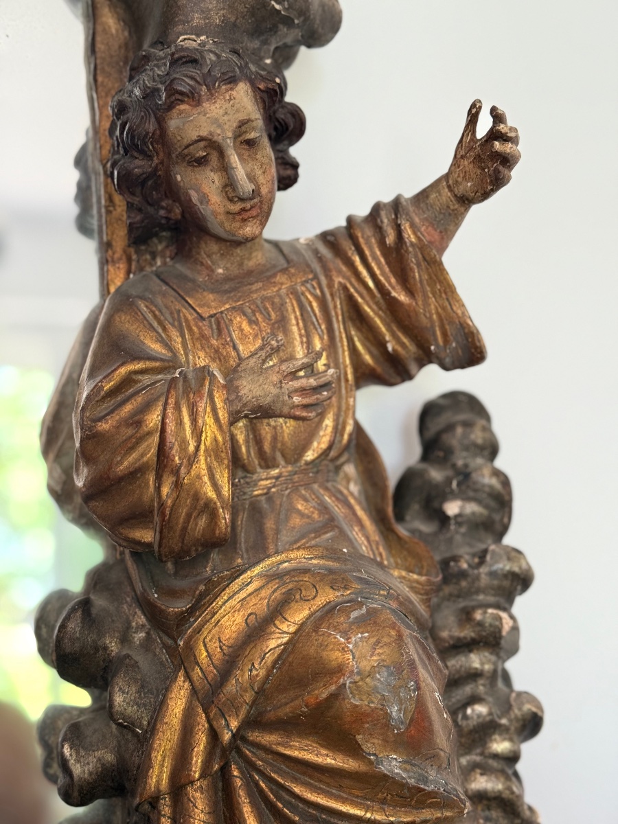 Grand miroir baroque polychrome, Italie vers 1700-photo-3