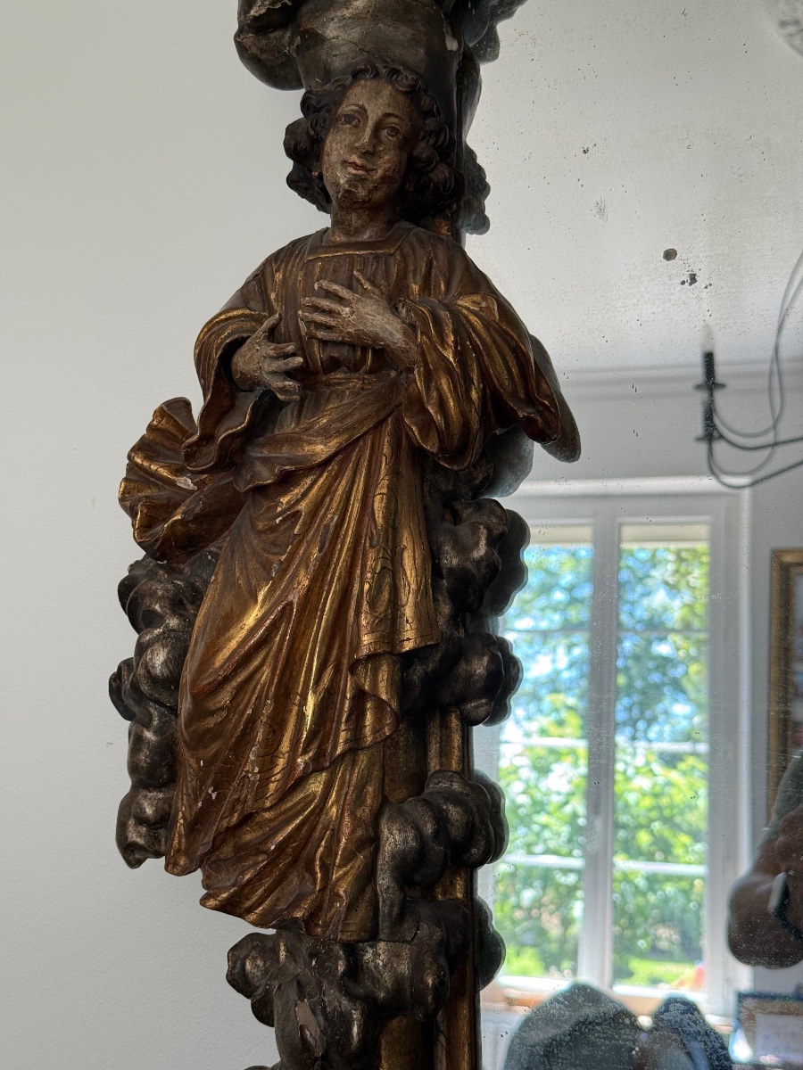 Grand miroir baroque polychrome, Italie vers 1700-photo-4