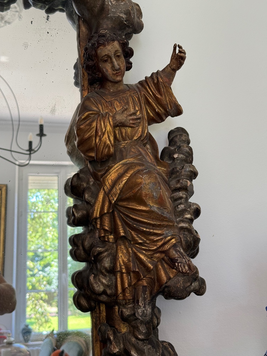 Grand miroir baroque polychrome, Italie vers 1700-photo-1