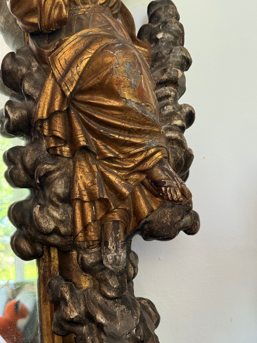 Grand miroir baroque polychrome, Italie vers 1700-photo-2