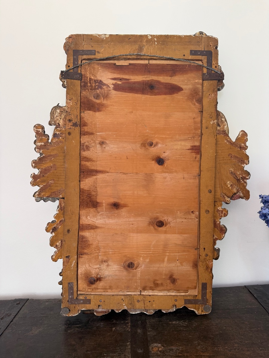 Grand miroir baroque polychrome, Italie vers 1700-photo-3