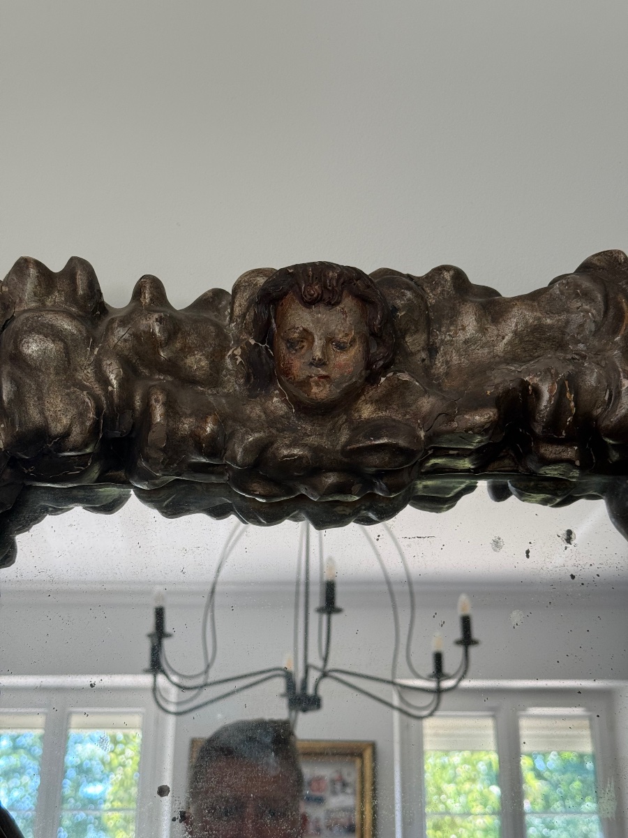 Grand miroir baroque polychrome, Italie vers 1700-photo-5