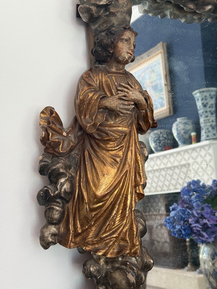 Grand miroir baroque polychrome, Italie vers 1700-photo-6