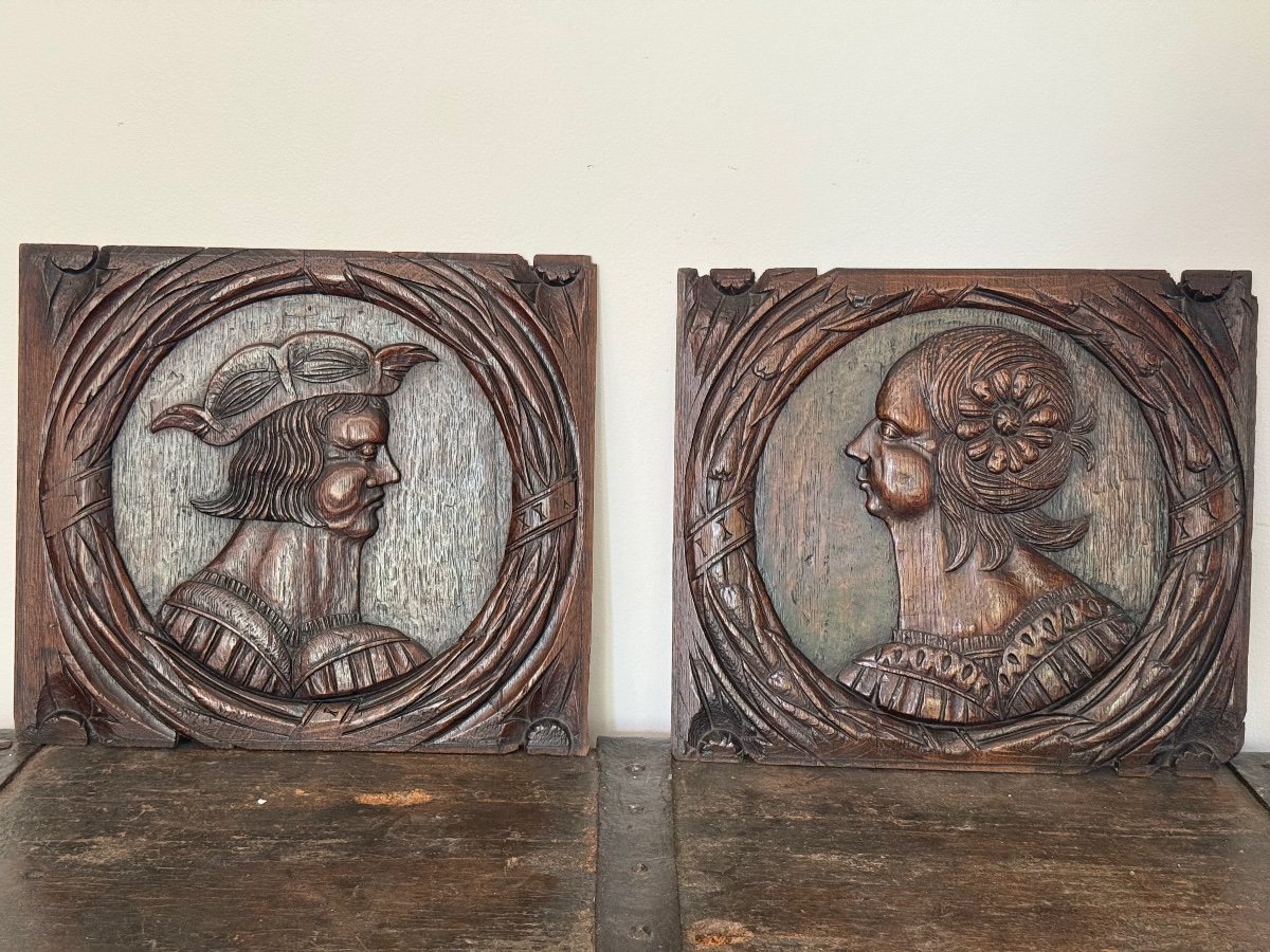 Paire de grands panneaux renaissance, Angleterre, milieu du XVIE siècle -photo-2