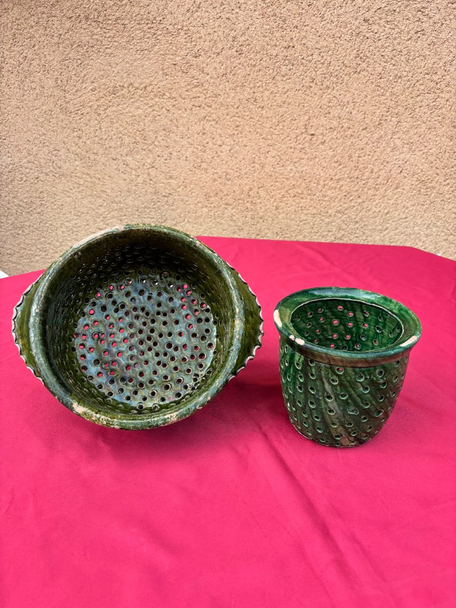 Two 19th-century Norman Cheese Strainers 