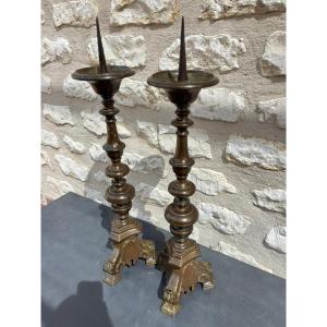 Pair Of Patinated Bronze Picnic Chairs 17th Century