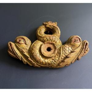 Verrou de tonneau en chêne polychrome, Alsace vers 1700