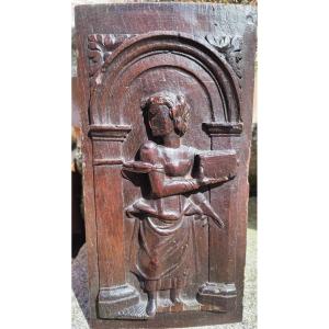 17th Century Normandy Oak Chest Panel