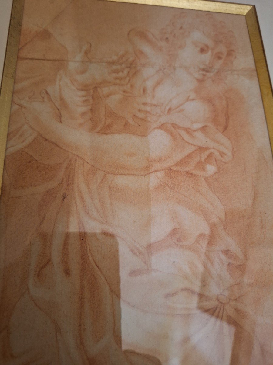 Dessin Sanguine 18ime D Après Guido Reni Portrait  En Pied  De Jeune Homme -photo-2