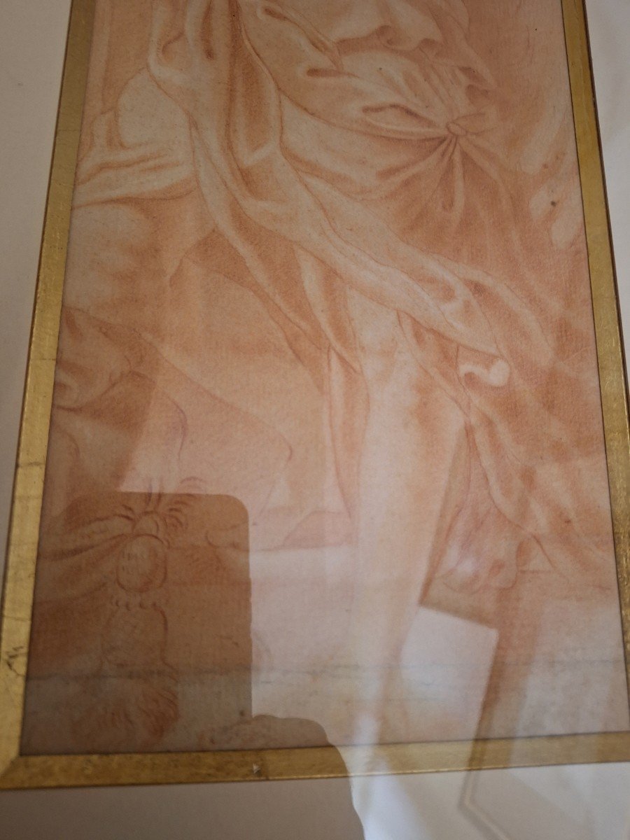 Dessin Sanguine 18ime D Après Guido Reni Portrait  En Pied  De Jeune Homme -photo-1