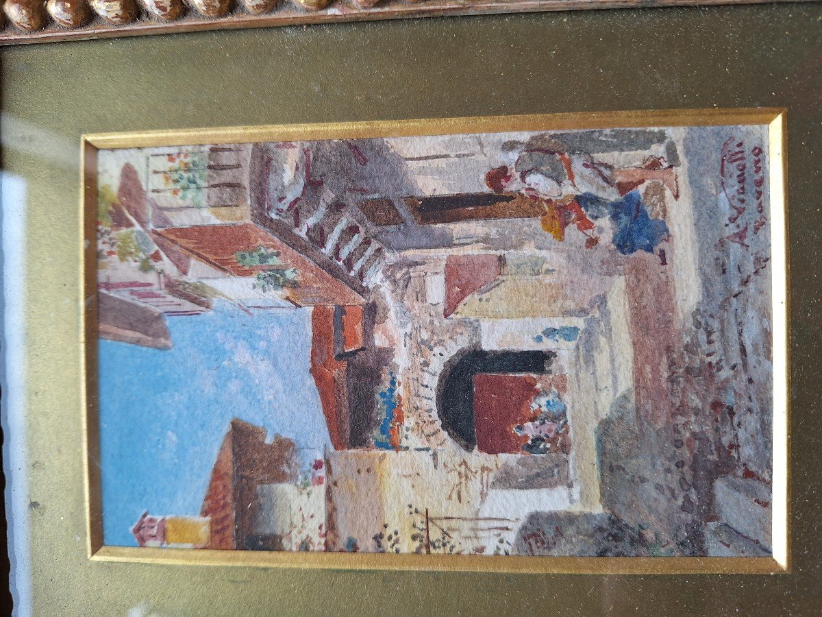 Watercolor By Alberto Vianelli 1841/1927 In Baveno Italy-photo-2