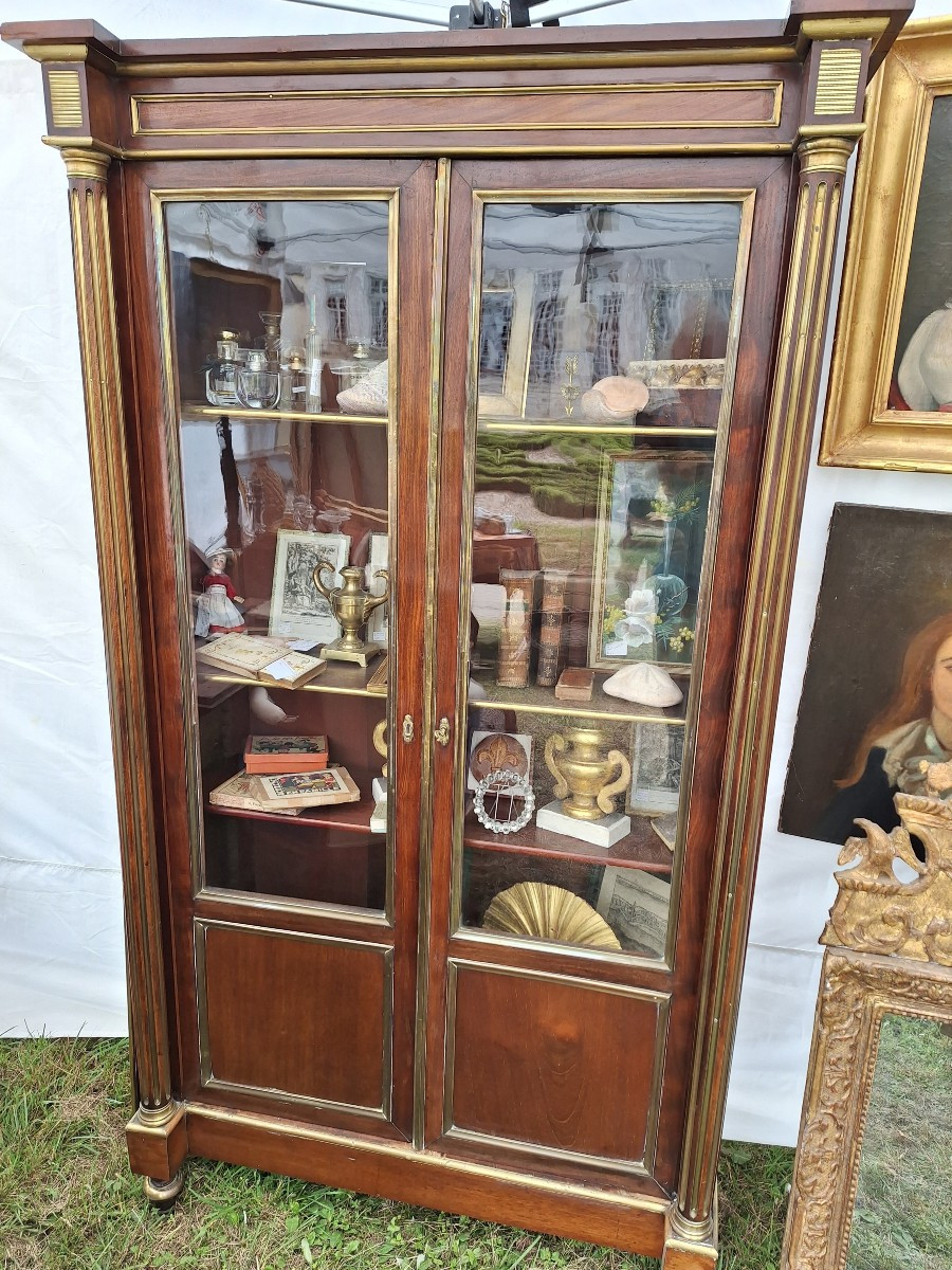 Louis XVI Style Display Cabinet With Brass Threads
